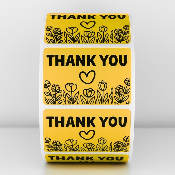 Thank You Stickers – Green Floral Design – Small Business Packaging Labels NEW - Picture 2 of 9